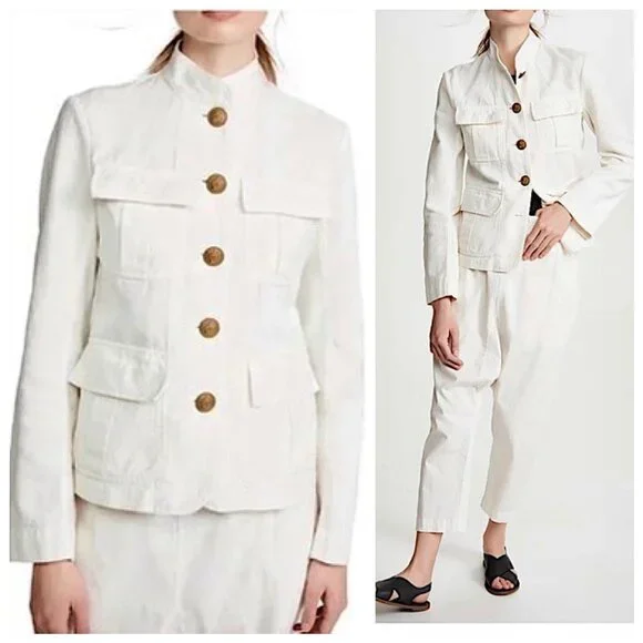 Nili Lotan Cambre Utility Jacket in White Sand Size M - Picture 2 of 14